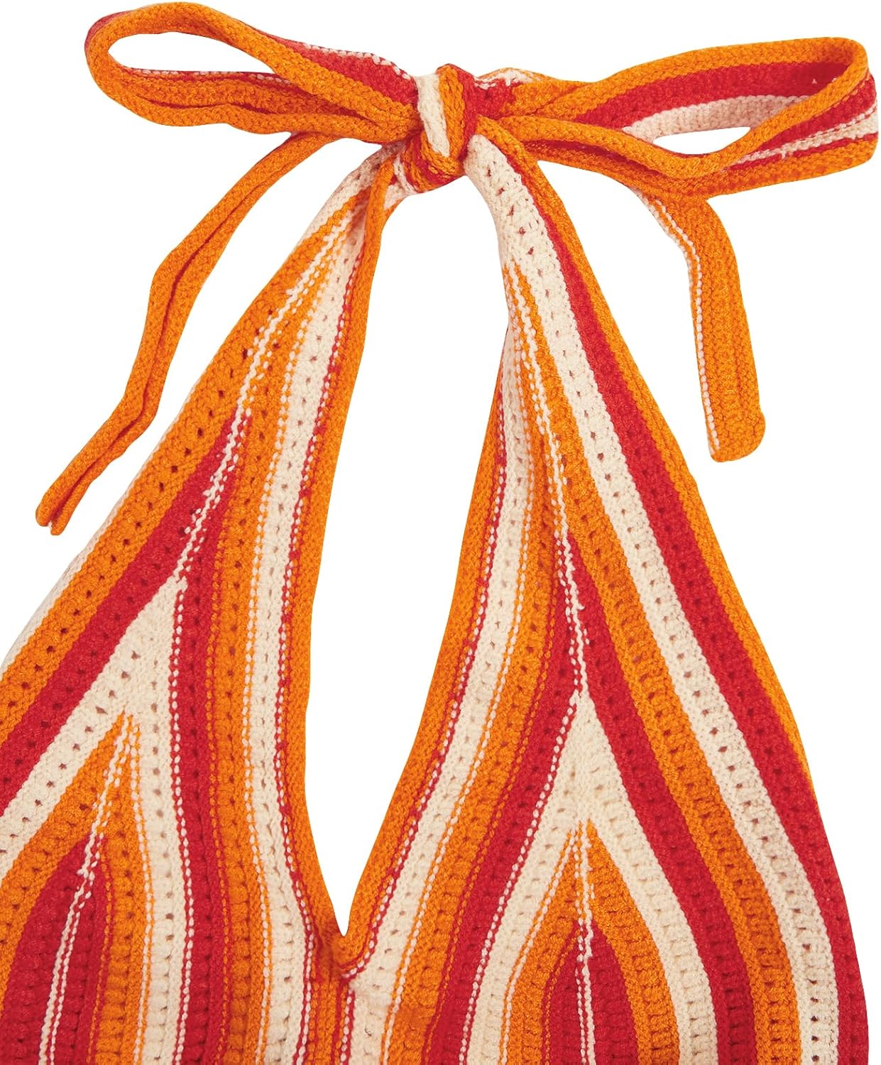 Verdusa Women's Colorblock Striped Crop Halter Top Tie Backless V Neck Going Out Tops Summer Vacation Outfits - Image 4