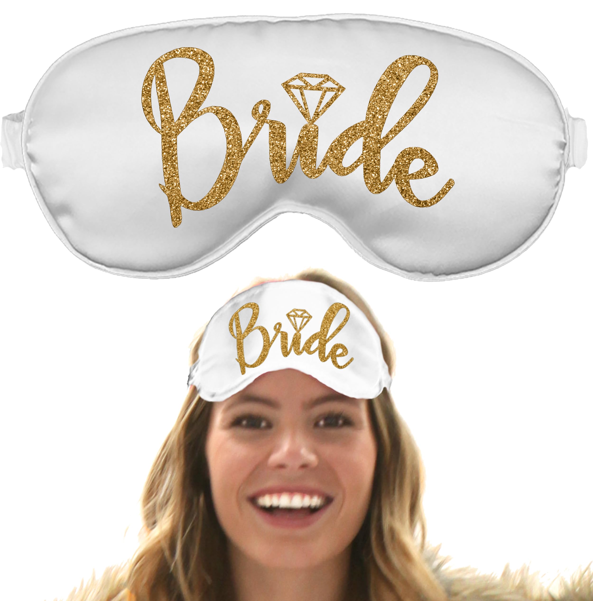 Bride Gift Sleep Mask - Sparkly Gold Arched Diamond Bridal Eye Mask - Lingerie Shower Gift for The