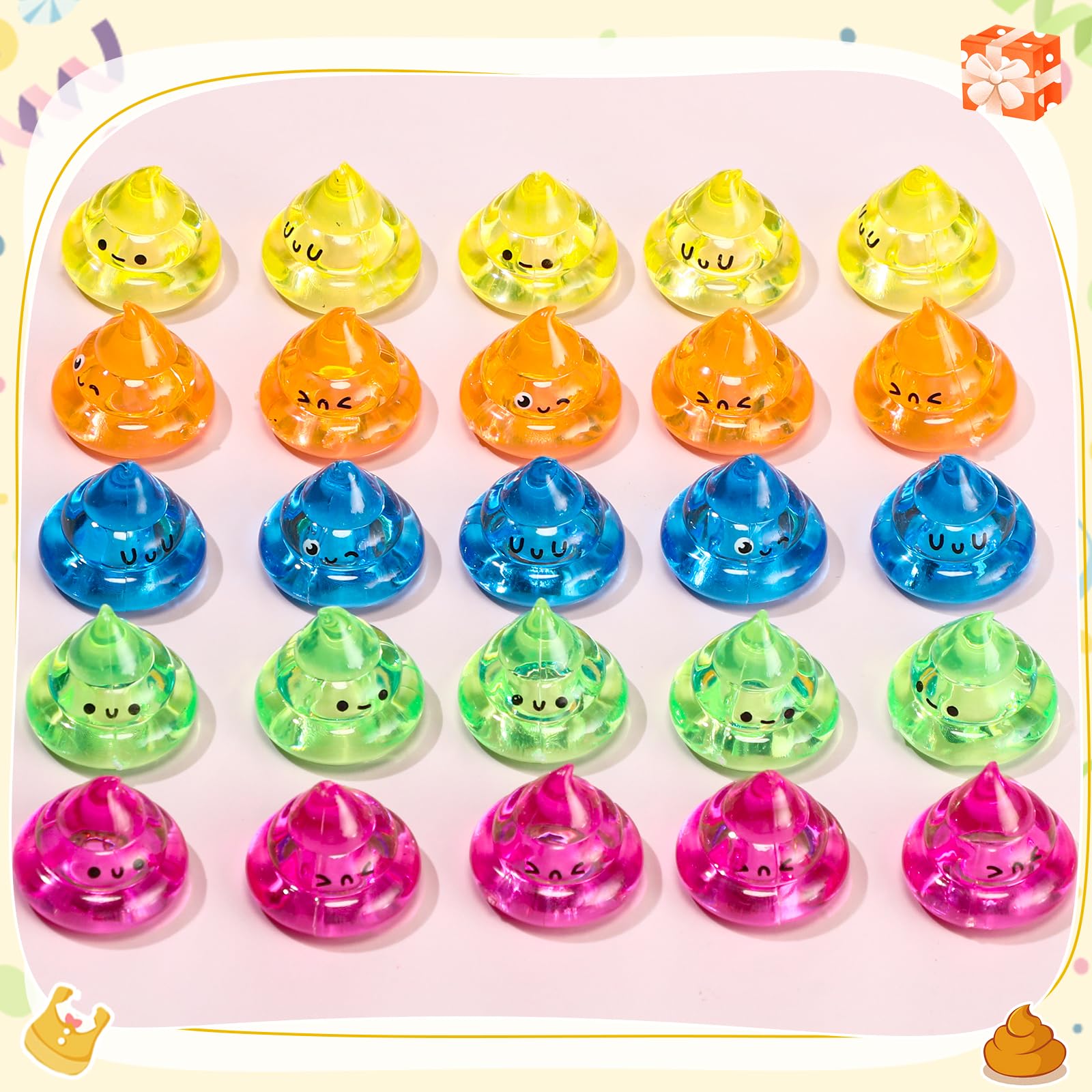 Briwooody 200 Pcs Unicorn Party Favors Mini Poop Figurines Bulk Tiny Resin Fake Poop Toys Party Supplies for Coworkers Staff Gifts Prank Hide Seek Goodie Bags Vending Machines