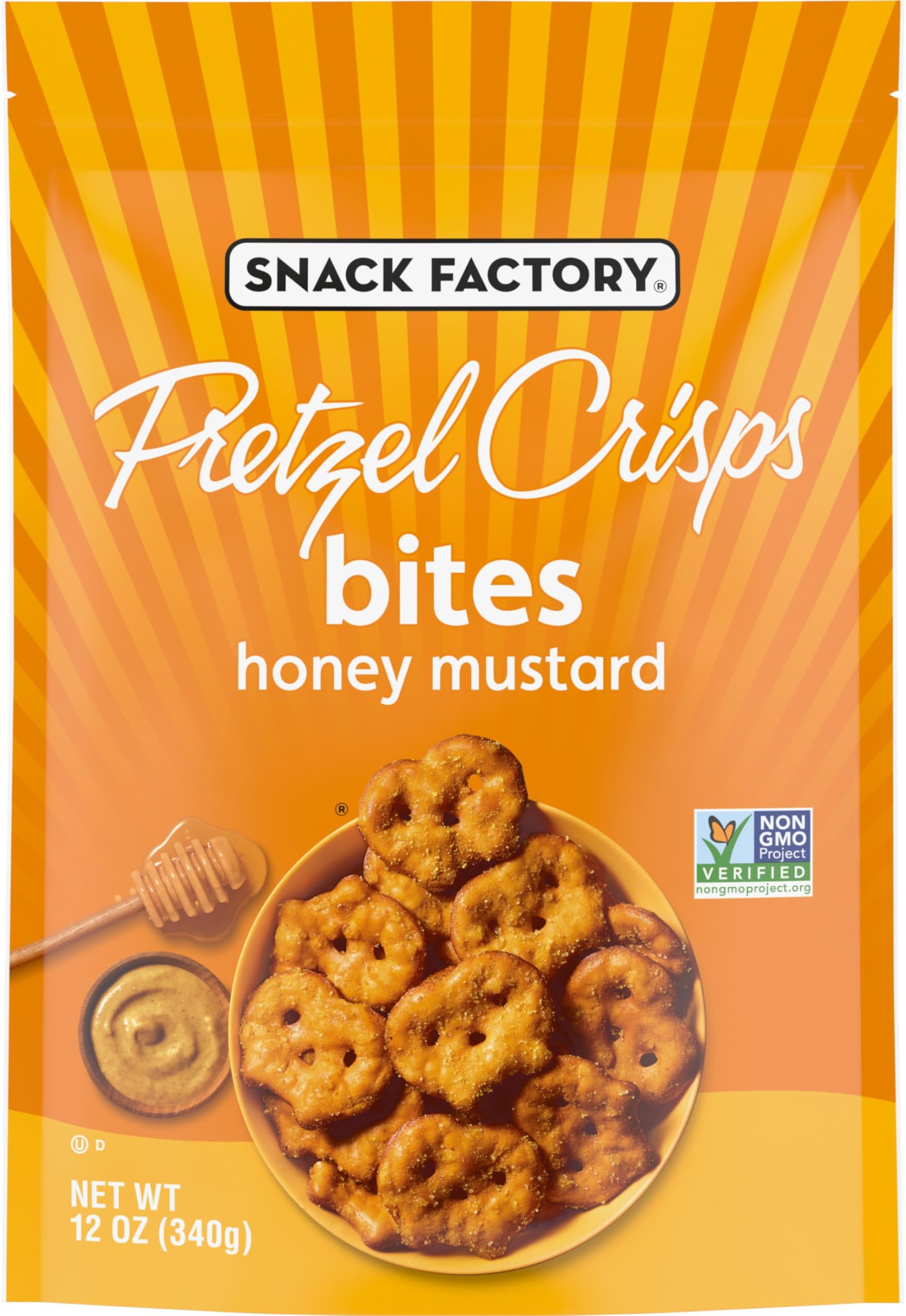 Snack Factory Pretzel Crisps Bites, Honey Mustard Pretzels, 12 Oz