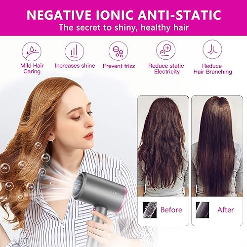 Miniatura 2 de Secador de pelo secador de pelo profesional de iones negativos de 1800 W con difusor secador de pelo iónico para el hogar viajes uso de salón de
