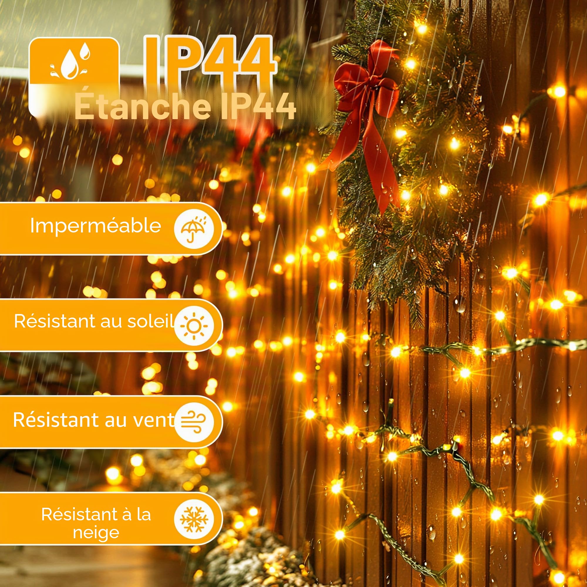 Auriostar Guirlande Lumineuse Pile, 20m 200LEDs Lumineuse Sapin de Noel avec 8 Modes, étanche IP44 Guirlande Lumineuse à Pile Exterieure Intérieur pour Noël, Chambre, Jardin (Fil Vert)