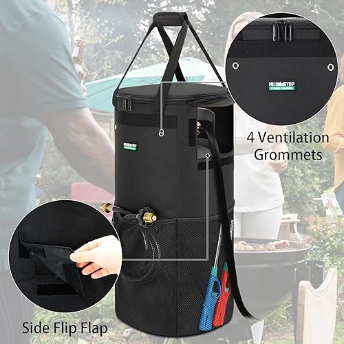 Miniatura 3 de WITSTEP - Bolsa para tanque de propano de 30 libras, bolsa de transporte resistente para tanque de propano con solapa lateral abatible y 4 agujeros