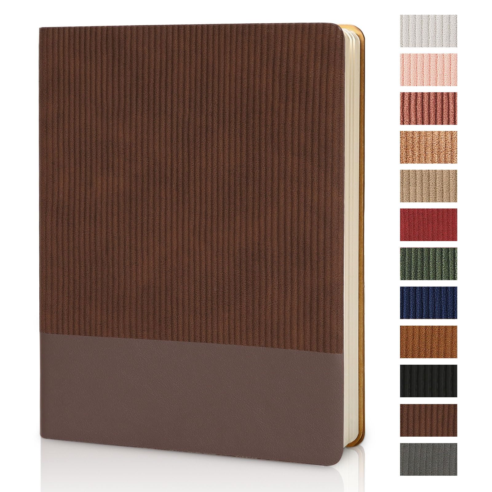 TSFPapier Lined Journal Notebook for Work College Ruled Note Book 7.2"x9.6" B5 PU Leather Daily Journaling 160 Pages for Women Men Writing Home School Supplies Business (Coffee)