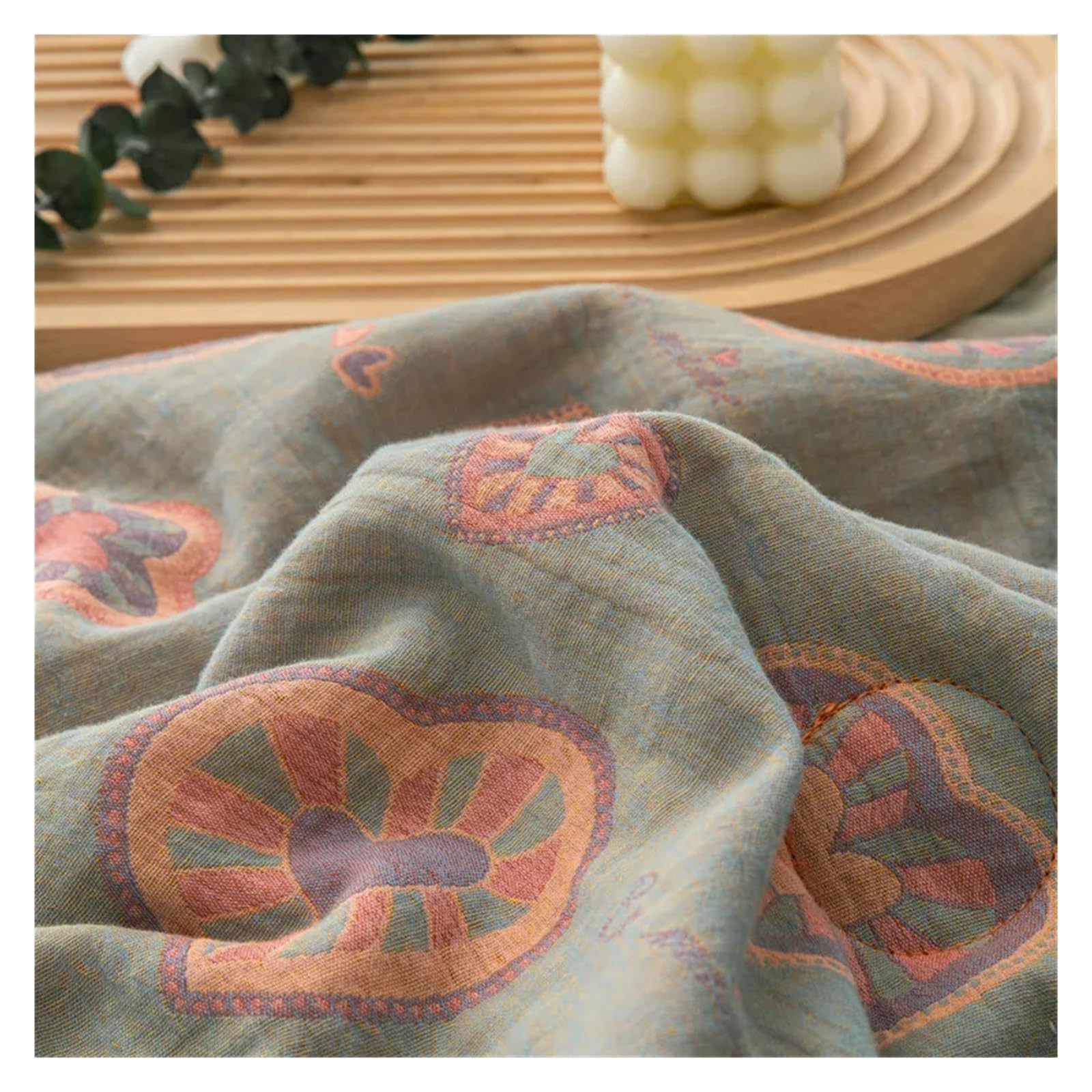 ADovz Coperta da letto ispessita con garza di cotone plaid Coperte Jacquard trapunta sottile estiva piumino set biancheria da letto Compatible with la casa Copriletto sul letto,Lenzuola