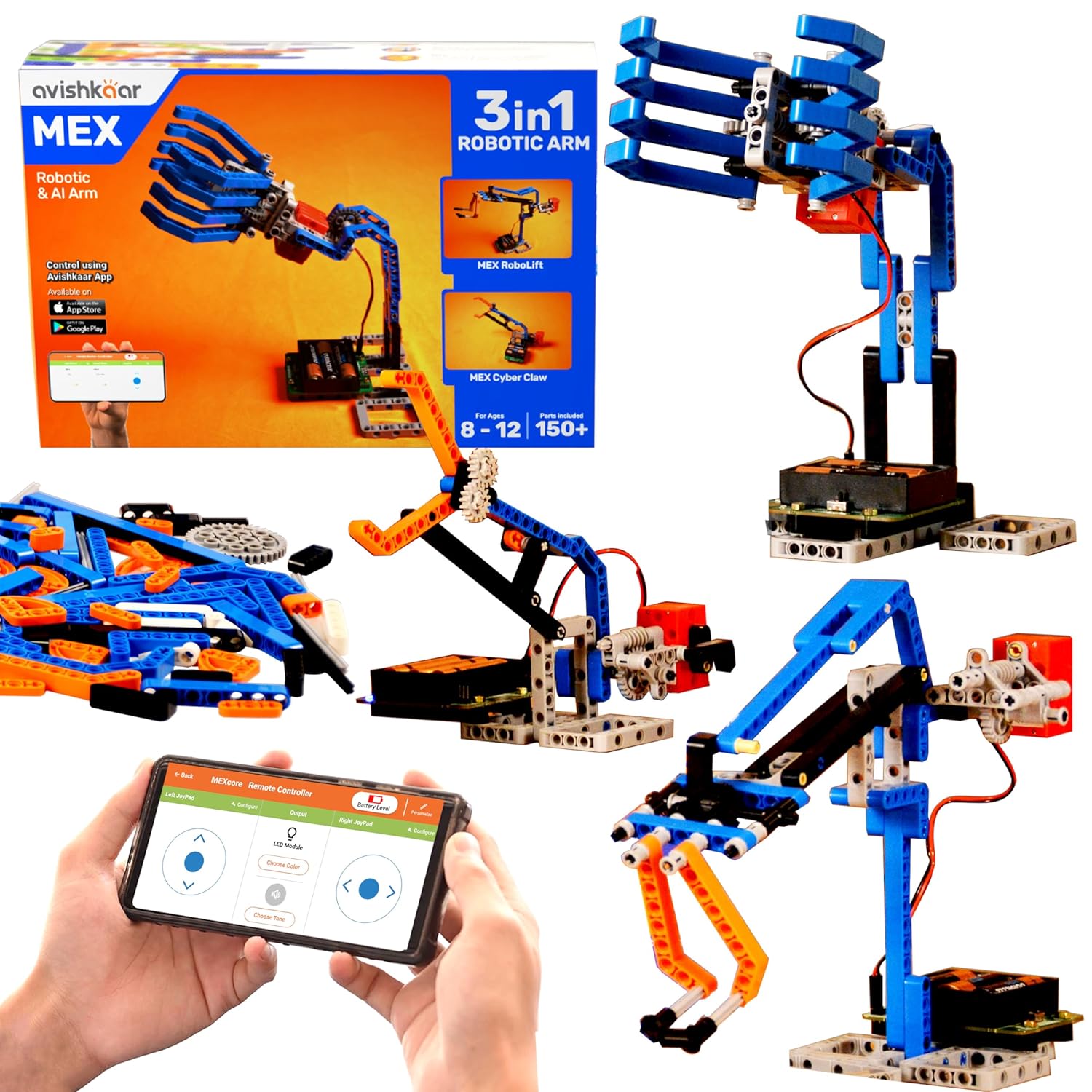 Buy Avishkaar MEX Robotic ARM 3-in-1 DIY Robotics & AI Science Kit ...