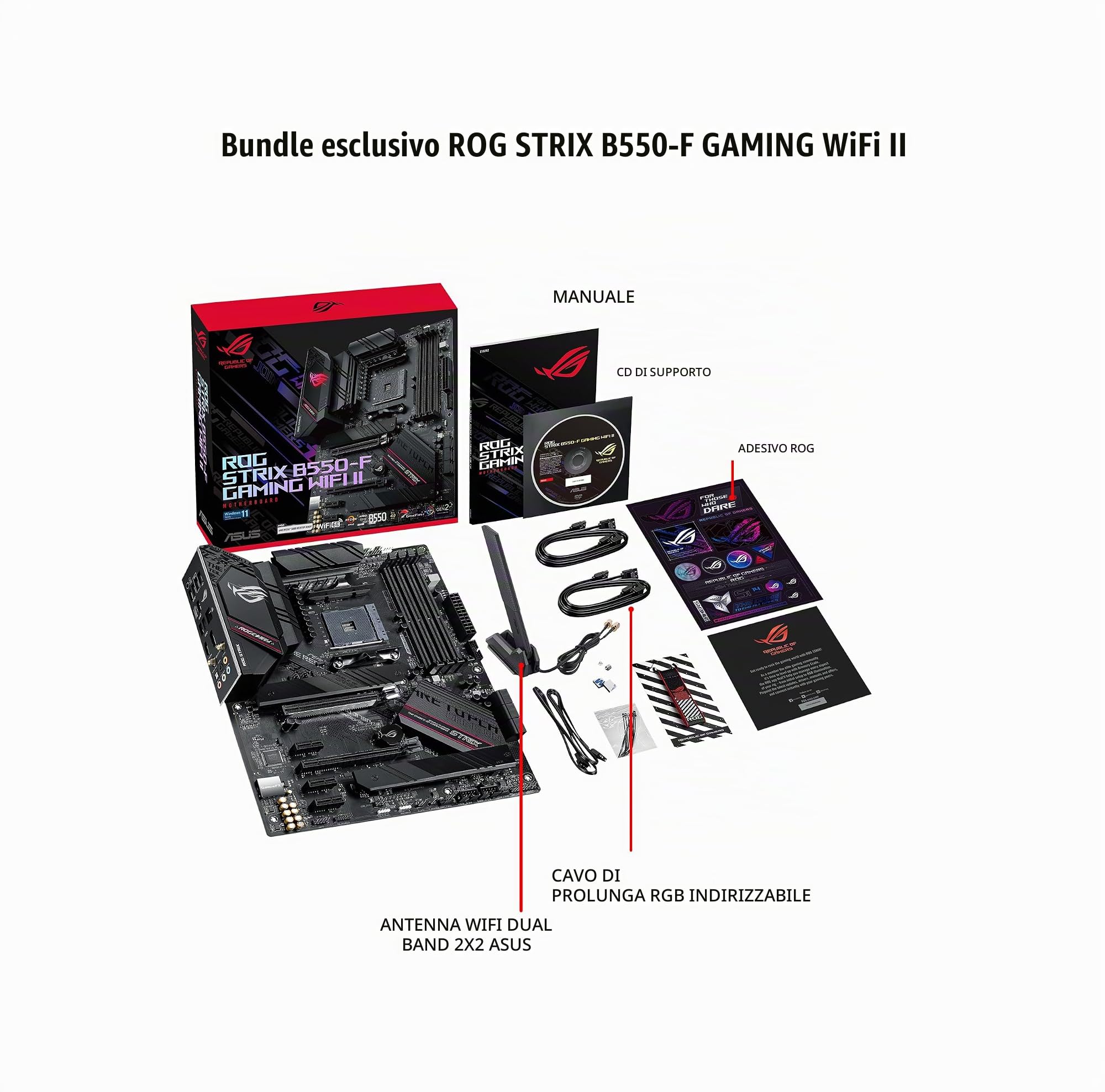Asus ROG Strix B550-F Gaming WiFi II AMD AM4 (3a generazione Ryzen) ATX Gaming Scheda madre (PCIe 4.0, WiFi 6E, 2.5Gb LAN, BIOS Flashback, HDMI 2.1, intestazione RGB indirizzabile Gen 2 e Aura Sync)
