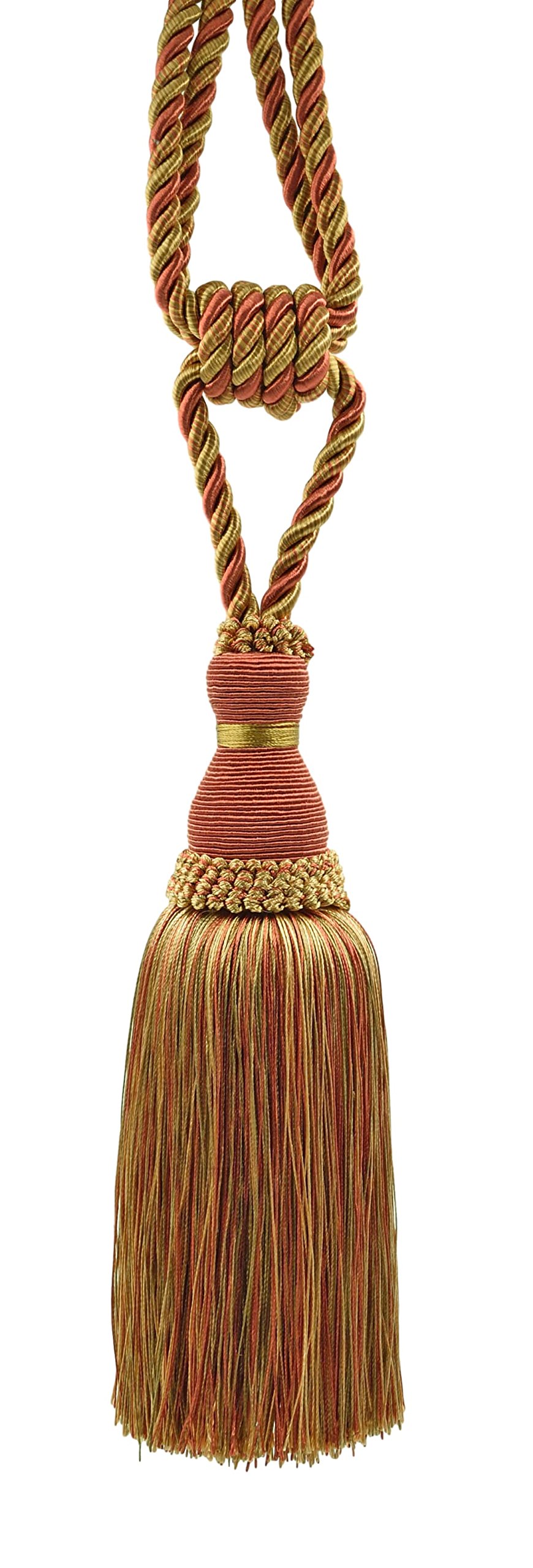 DÉCOPRO Noblesse Collection - Elegante fermatenda con nappe per tende e tendaggi, lunghezza 20 cm, 76 cm (stile # TBH8), Rust Medley #07H (rame, verde oliva), confezione da 4