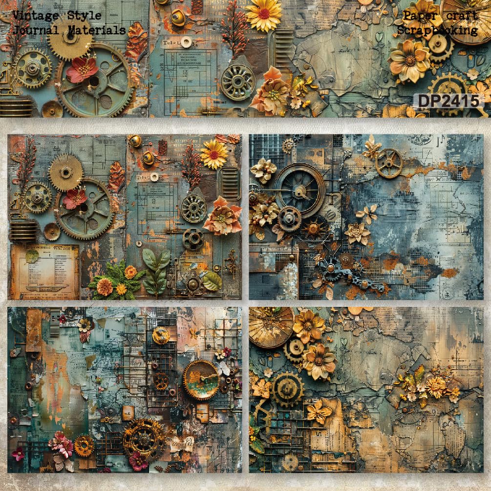 Papel para álbumes de recortes, Paquete de 24 hojas de papel A5, papel estampado de una sola cara, papel decorativo artesanal de 160 g/m² for hacer tarjetas y fondos de álbumes de fotos, 8,3" x 5,7"(1