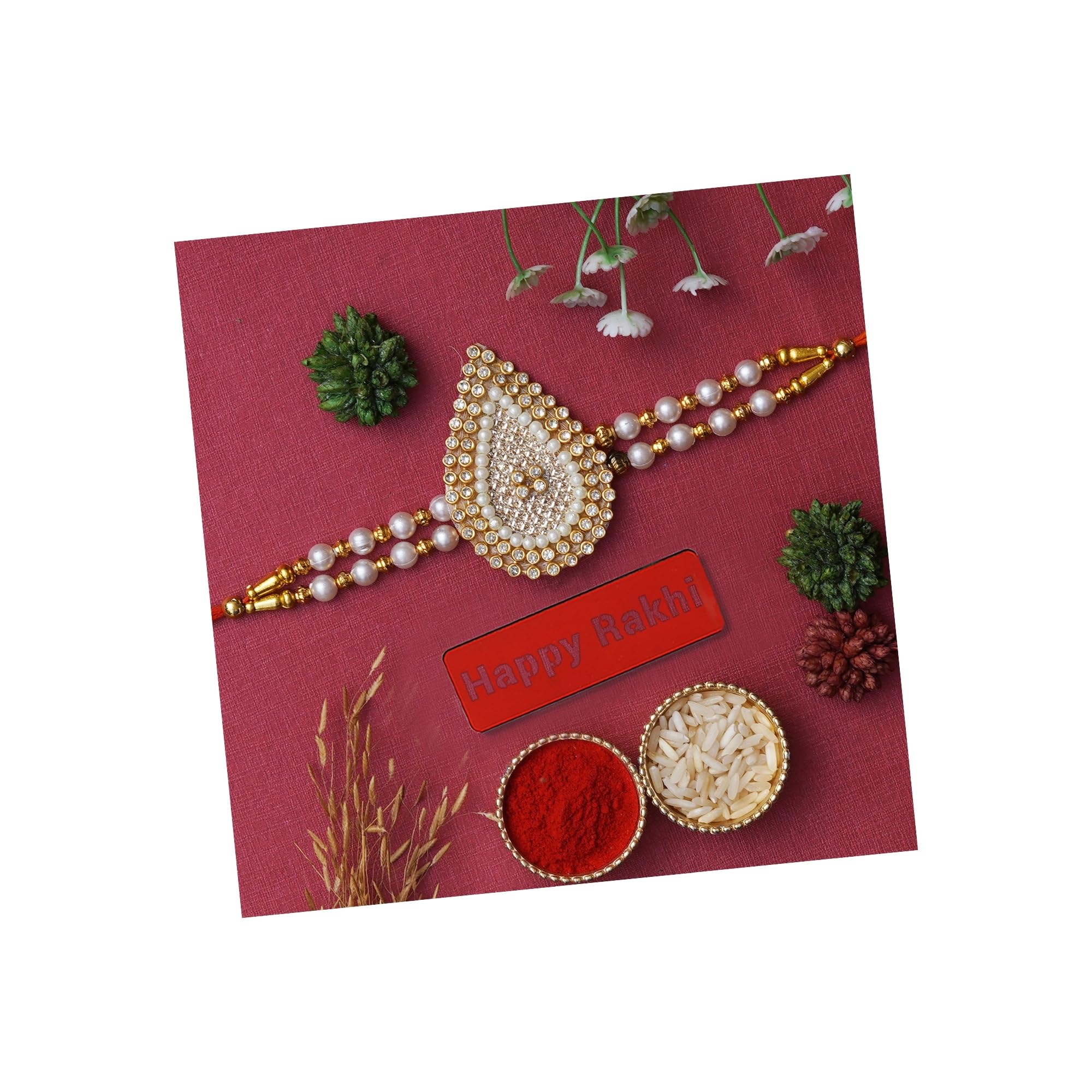 eCraftIndia Designer Rakhi, Happy Rakhi Wooden Cutout with Roli Chawal Pack - Rakhi for Brother, Bhaiya, Bhai (B0D1CG2CZG) Amazon Price History, Amazon Price Tracker