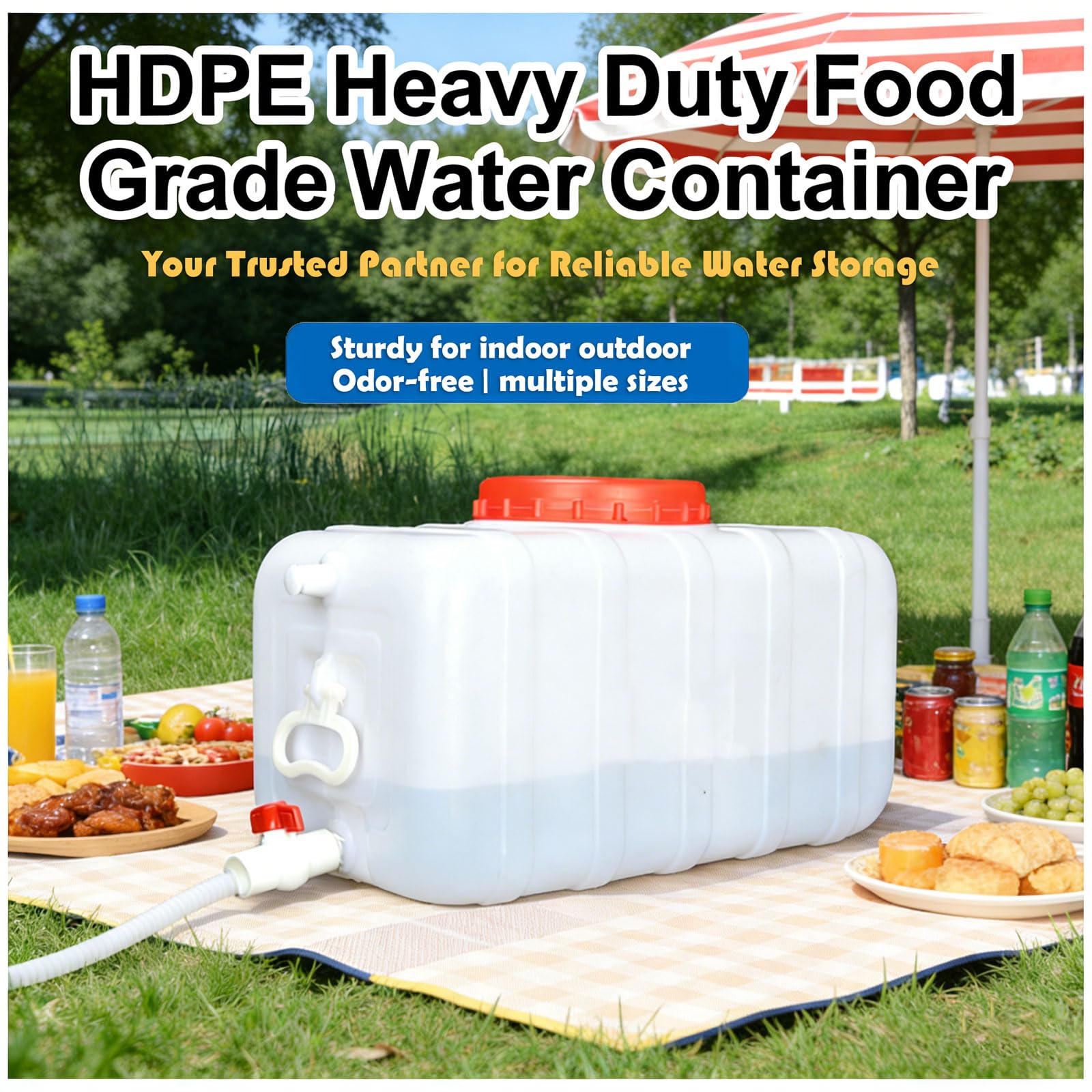 Bidón de Agua con Grifo 15-110L Portátil Depósito de Agua Contenedor para Camping Viajes, Camping, Barbacoa, Pesca, RV, Automóvil, Sin BPA(Size:30L/8 Gallon)