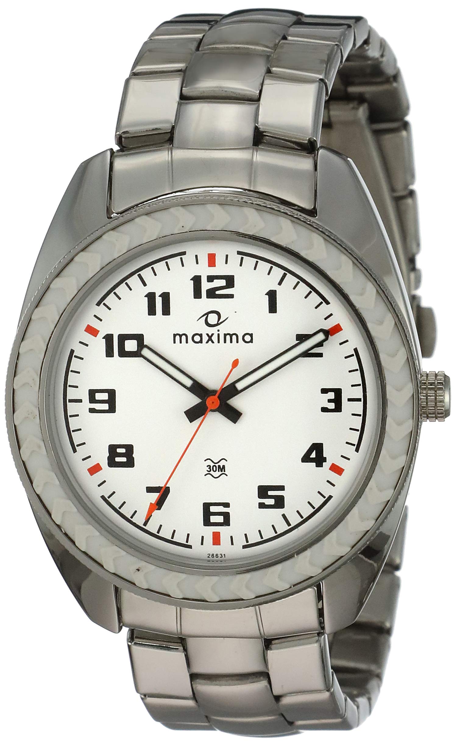 Maxima Brass Attivo Steel Analog White Dial Men Watch - 26631Cmgi, Silver Band (B00MWYNW5W) Amazon Price History, Amazon Price Tracker