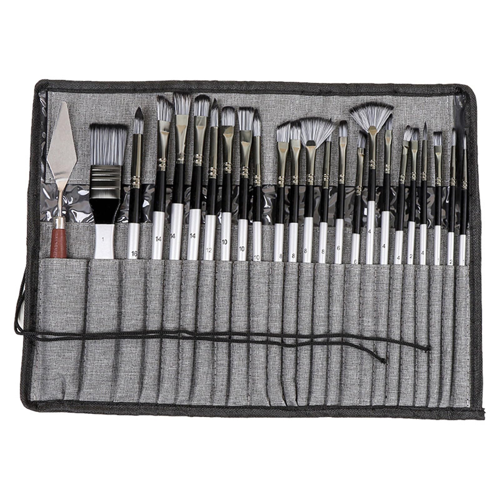 24Pcs Professional Paint Brush for Gouache Acrylic Oil Watercolor Painting, Artist Paintbrush with Storage Case Professional Painting Brushes