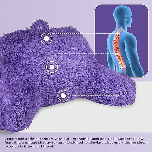 Miniatura 6 de Klear Vu Almohada de lectura lanuda para adultos y niños, soporte lumbar y brazo en cama, silla, sofá y suelo, 30 x 21 pulgadas, tamaño único,
