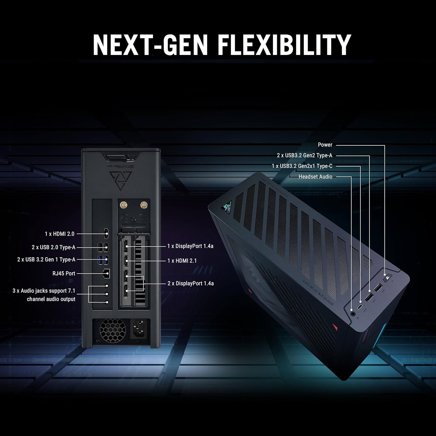 815o2rfT1ML._AC_SL1500_ ASUS ROG G22CH Gaming SFF Desktop Computer - 14th Gen Intel Core i7-14700F up to 5.4 GHz, 64GB DDR5 RAM, 4TB NVMe SSD, NVIDIA GeForce RTX 4070 12GB, Dolby Atmos Audio Support, Windows 11 Home