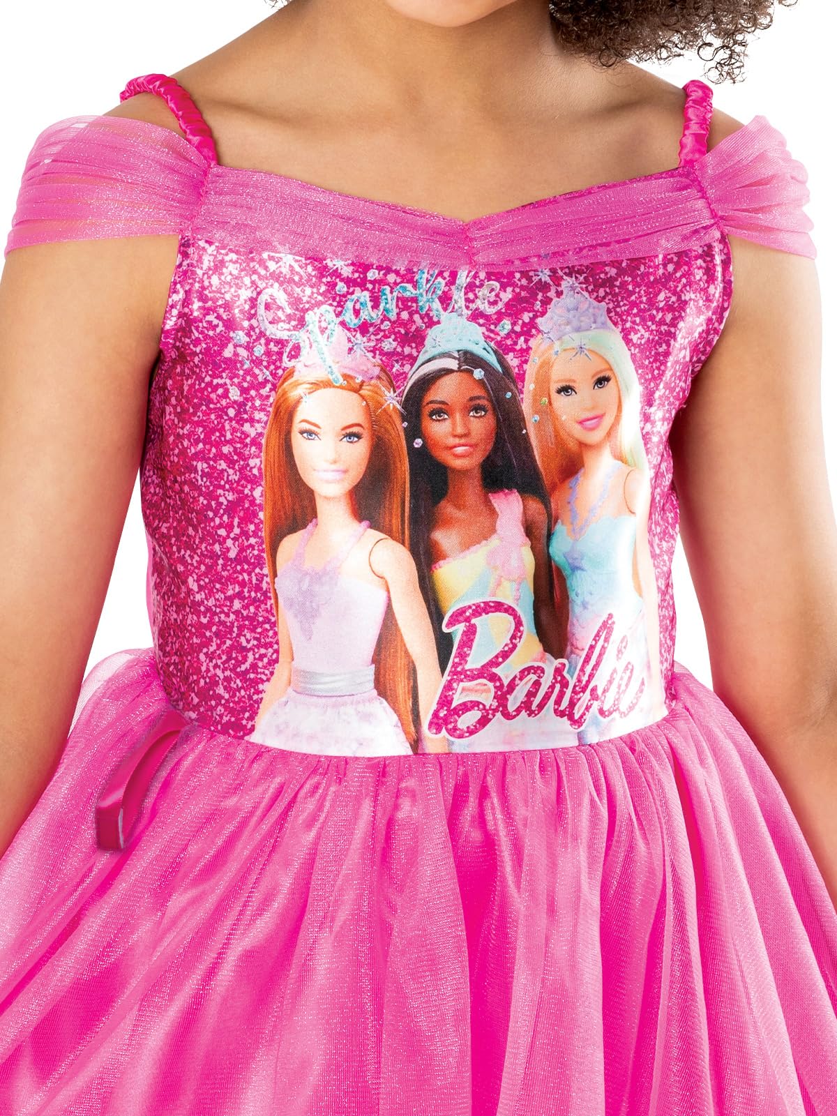 Rubies Barbie Ufficiale - Costume classico Barbie Principessa per bambini, taglia 2-8 anni a scelta, abito tutù rosa con top stampato Barbie, costume per Halloween, carnevale, Natale
