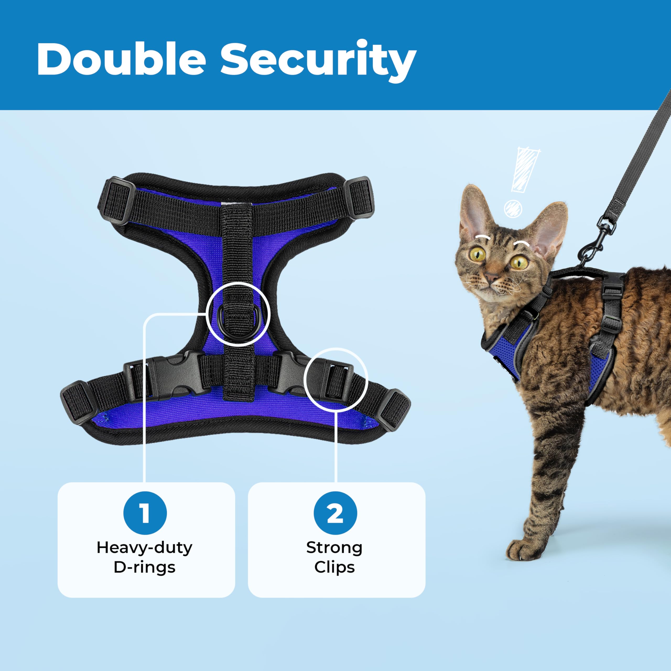Voyager Escape Proof Cat Harness and Leash Set with Reflective Stitching, Neoprene Handle 5ft - Supports Small, Medium and Large Cats, Kittens for Walking by Best Pet Supplies - Lime, S — view 196