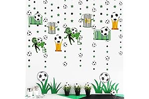 Soccer Party Decorations Black Green Circle Dot Star