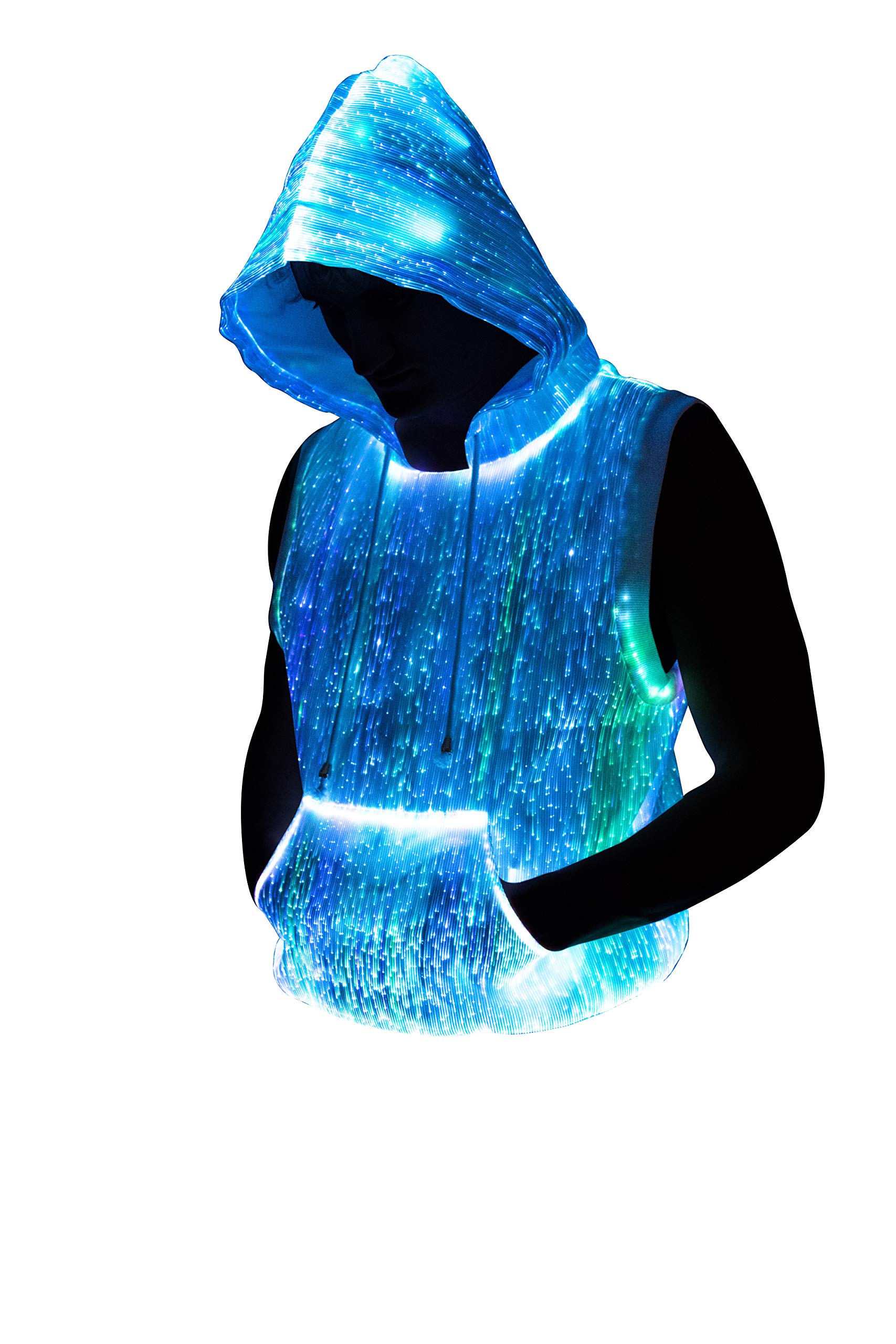 Men's Fiber Optic Light up Sleeveless Hoodie
