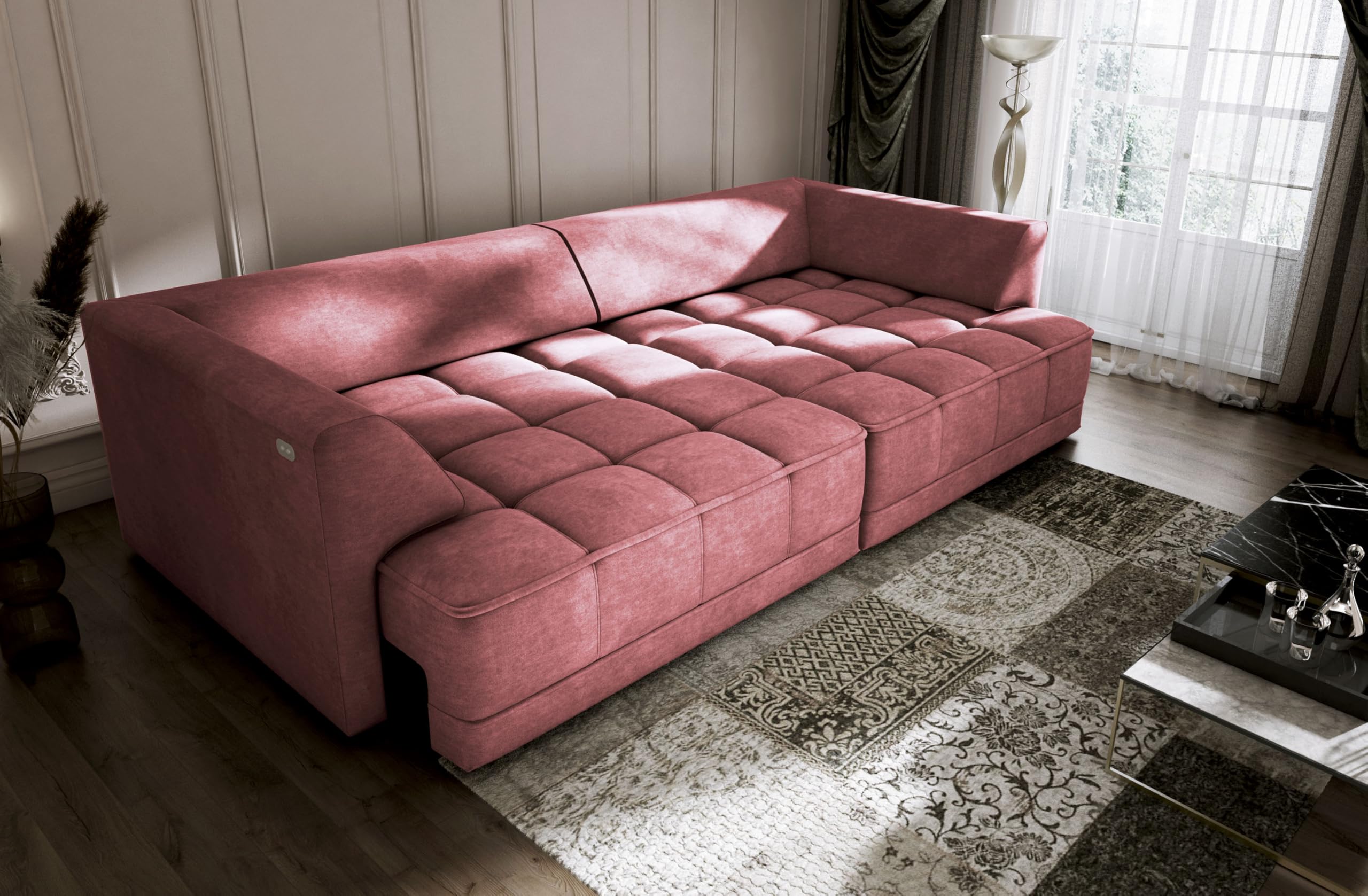 Big Sofa Tiga XXL, Schlafsofa, Couch, Schlafcouch mit Schlaffunktion 302 cm Breit (Cloud 63)