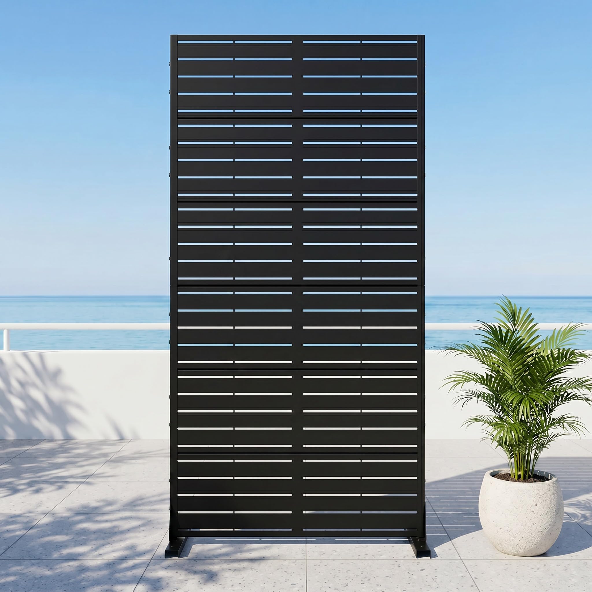 Photo 1 of ***STOCK PHOTO FOR REFERENCE ONLY***
Metal Louvered Privacy Screen, 72" H x 35" W, Black