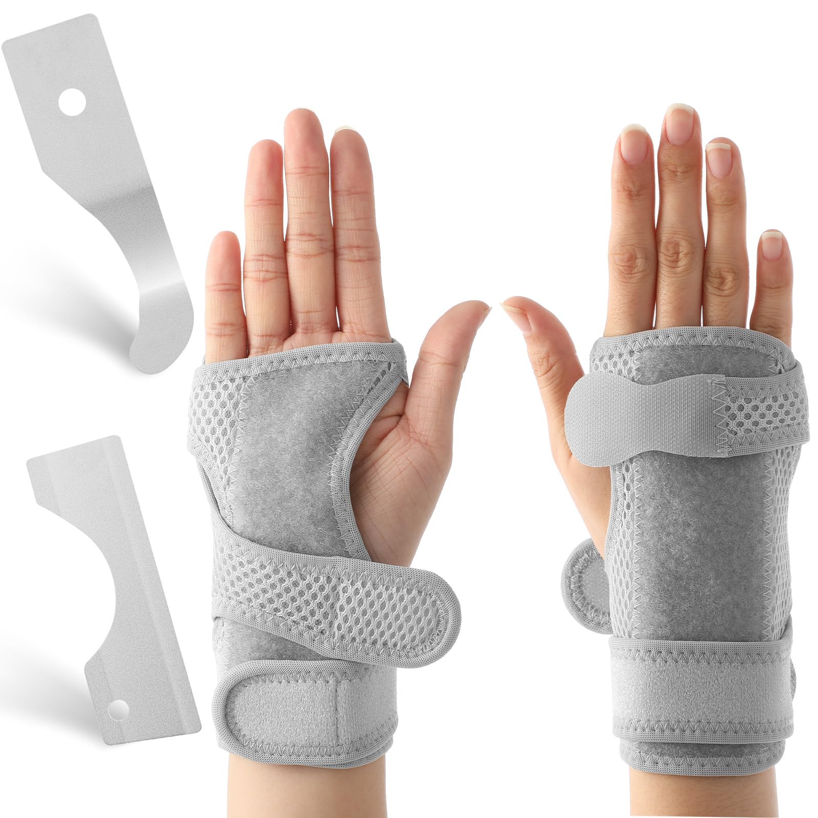 Shappy Bowling Wrist Support Brace with Thumb Spica Splint Right Hand Breathable Wrist Gloves Splint with Removable Aluminum Plate for Women Tendonitis Arthritis Sprains(Gray)