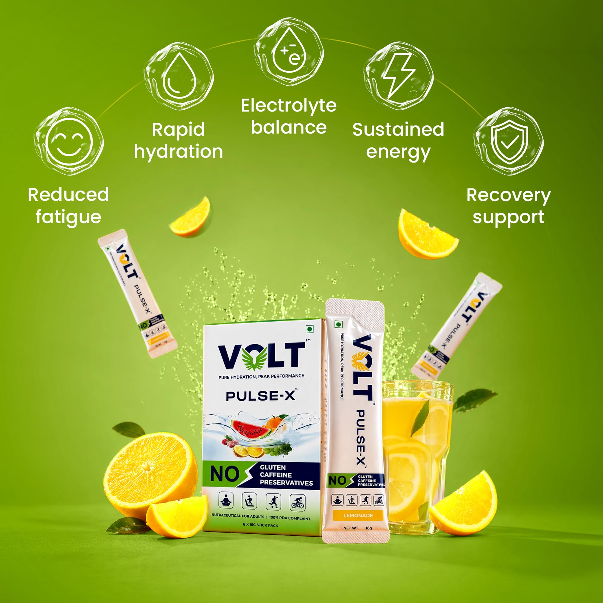 Volt Pulse-X Electrolyte Drink Mix | Instant Hydration Powder | 500 mg Sodium + 380 mg Potassium | No Caffeine, No Preservatives | 16g x 6 Sachets — Amazon image 5