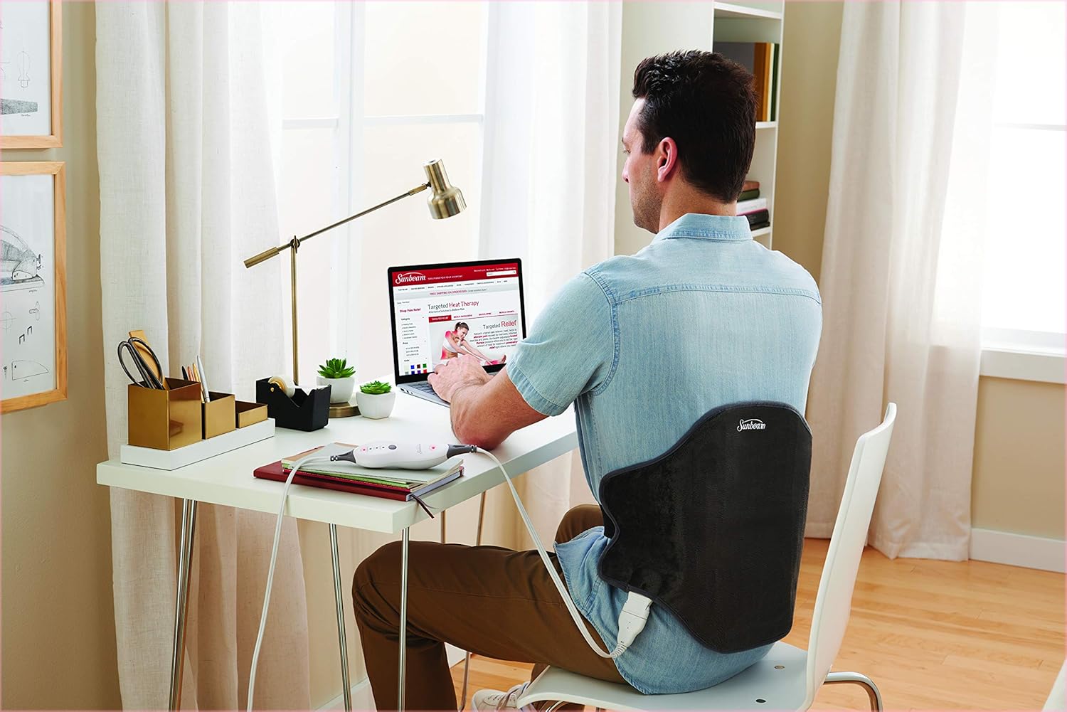 Sunbeam Heating Pad Wrap for Back Pain Relief with Auto Shut Off and Moist Heating Option 23 x 15" Slate Grey - Image 7