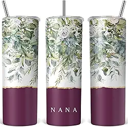 Nurforta Presentes Nana para vovó, Dia das Mães, presentes de Natal para avó, avó, do neto - Caneca de café de 590 ml com tampa e canudo