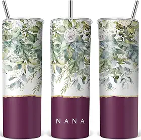 Nurforta Presentes Nana para vovó, Dia das Mães, presentes de Natal para avó, avó, do neto - Caneca de café de 590 ml com tampa e canudo