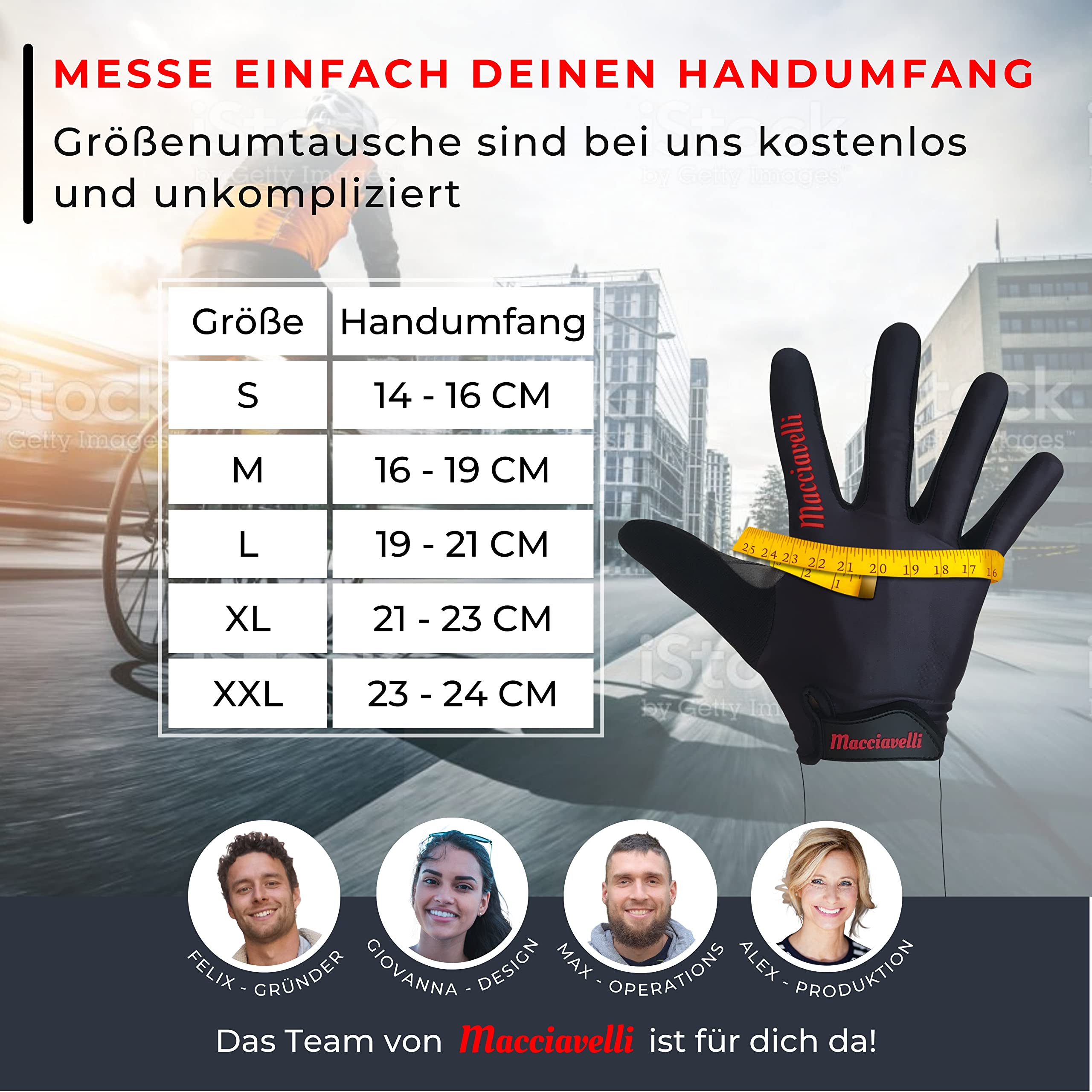MACCIAVELLI Fahrradhandschuhe lang für Herren & Damen - MTB Fahrrad Handschuhe - Unisex Mountainbike Touchscreen Radhandschuhe - Bike Gloves
