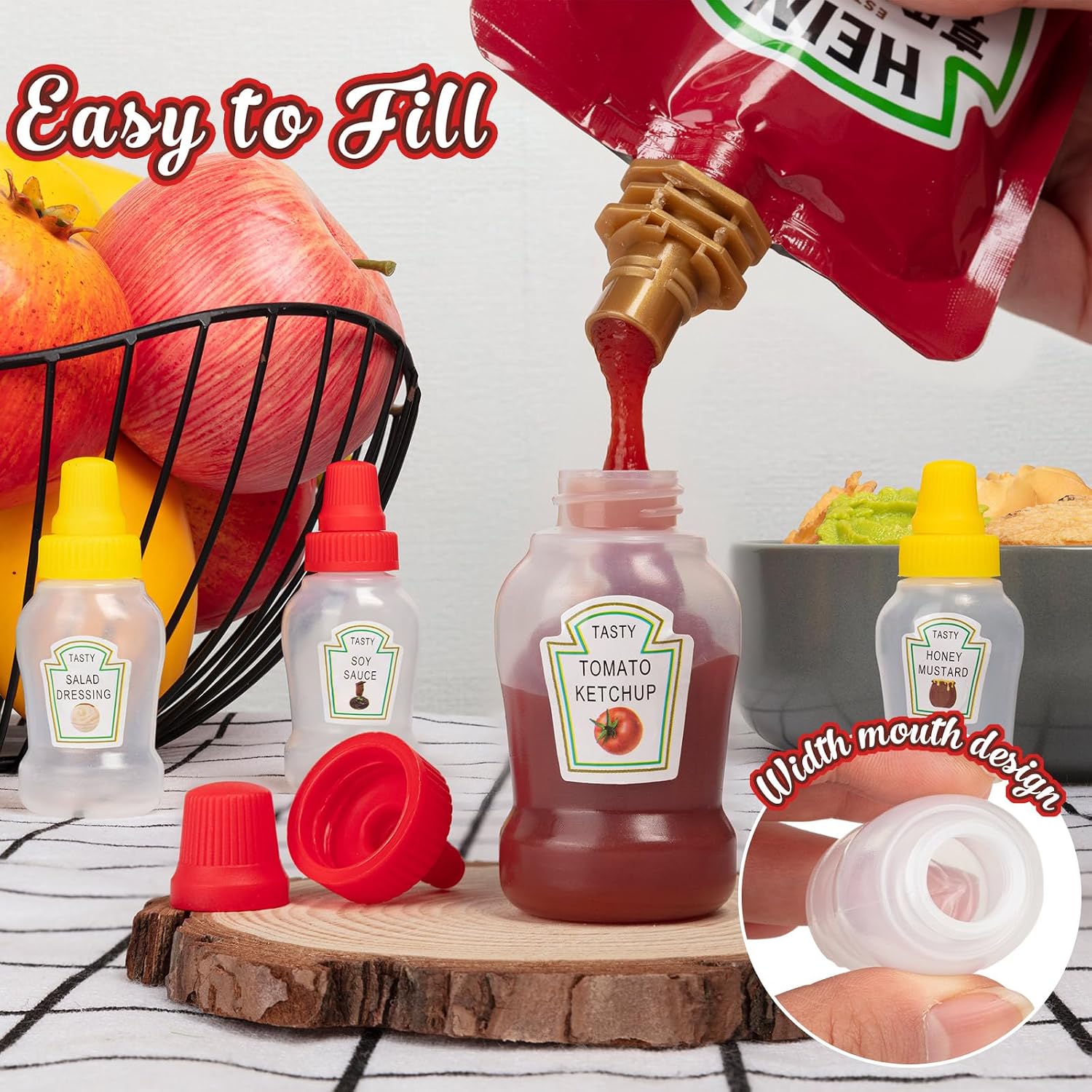 8 Pcs Mini Ketchup Bottle, Portable Mini Condiments Squeeze Bottle, 25ml