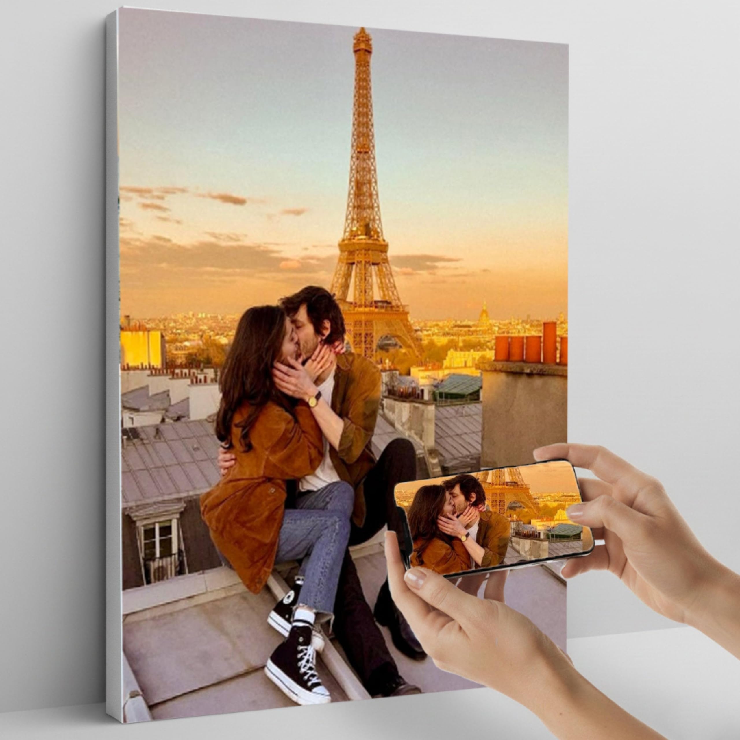 Lienzo Personalizado con 1 Foto en Bastidor de Madera | Cuadro Decorativo Moderno para Salón o Dormitorio | Regalo para Parejas, Aniversario, San Valentín | 30 x 40 cm