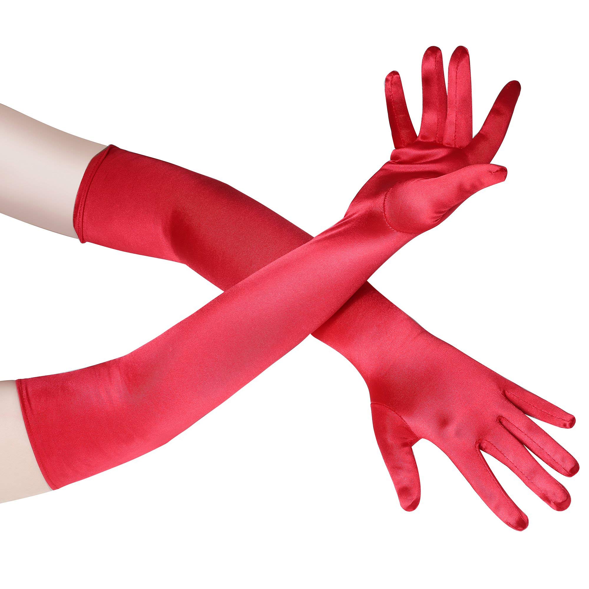 Buy BABEYOND Long Evening Gloves Satin Elbow Gloves Bridal Fancy Dress