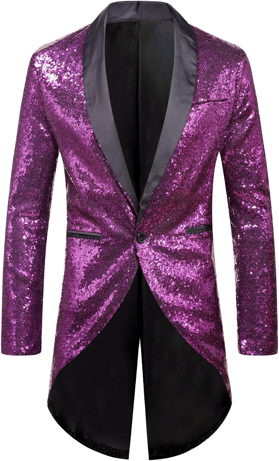 Men One Button Sequins Suit Tuxedo Classic Fashion Prom Formal Jacket Fall Shawl Collar Business Dinner Coat