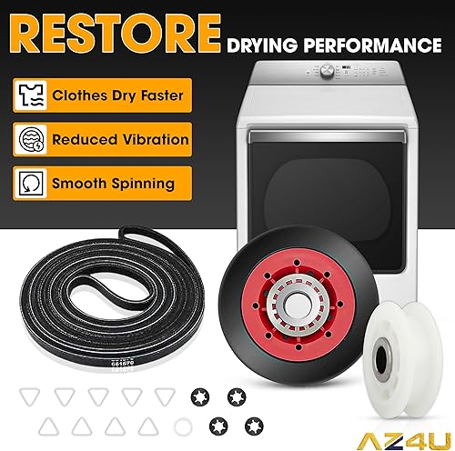 Miniatura 8 de 4392067 Kit de reparación de secadora incluye 661570V 3387610 Correa de secadora y 279640 W10468057 Polea tensora y WPW10314173 W10756057 W10314171