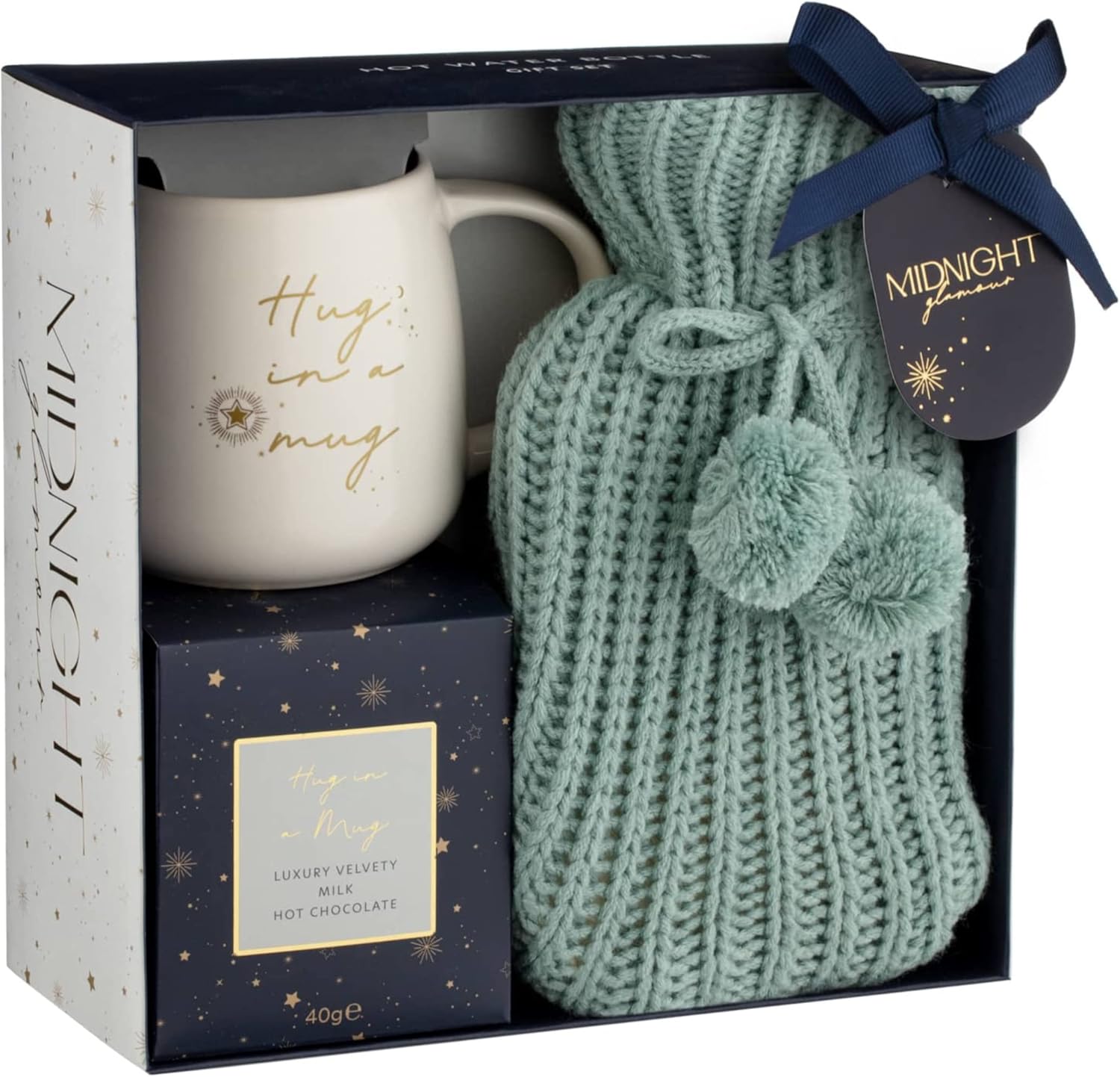 Hot Chocolate Gift Set with Mug & Cosy Hot Water Bottle Mini