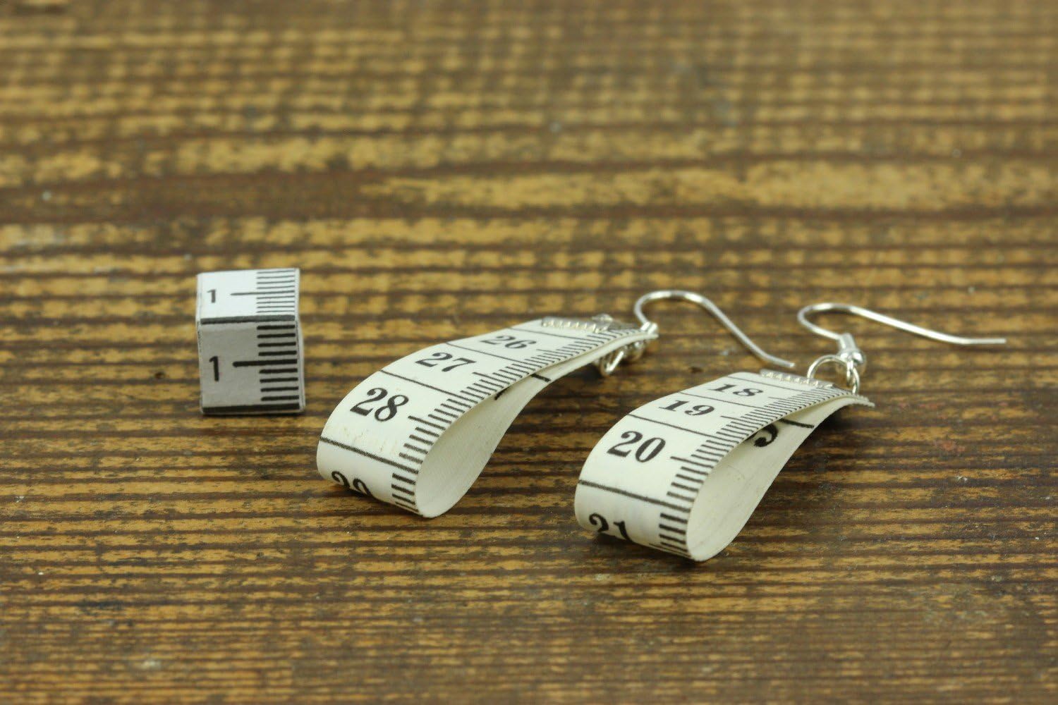 Messuring Tape Earrings Miniblings Taylor Designer UPCycling Vintage White
