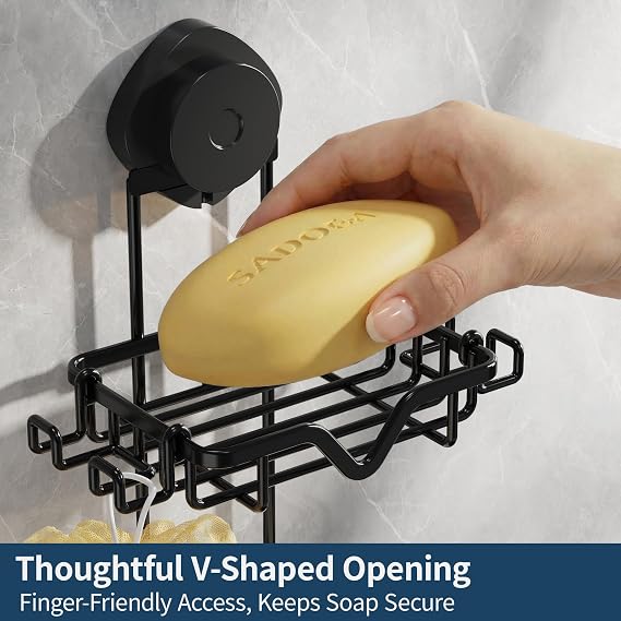 KEGII 2 Layer Soap Dish with Suction Cup, Razor Holder, Stainless Steel | No Drill Shower Bar Storage for Soap and Sponges, Removable Design for Bathroom and Kitchen Sink Use