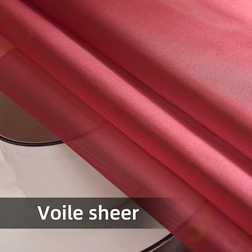 Miniatura 6 de Youleyar 2 paneles de cortinas de gasa transparentes con bolsillo para barra, color blanco, beige, negro, gris, café, 52 pulgadas de ancho y 63