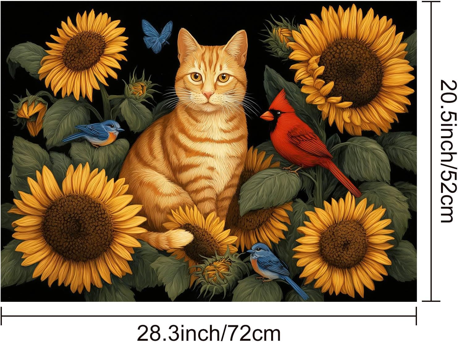 HOMETITUTE Sunflower Cat Stove Top Cover for Electric Stove Cover 28x20 Inches Decorative Glass Cooktop Pad Heat Resistant Diatomite Stovetop Covers Kitchen Countertop Mat for Sinks and Worktops