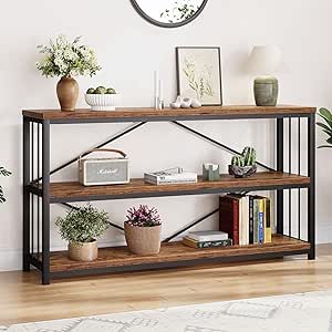 LVB Industrial Console Entryway Table with 3-Tier Shelf