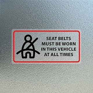 YIKIADA 10 Pack Seat Belts Must Be Worn in This Vehicle at All Times Sticker 2×4 Inches Caution Warning Safety Sign Self Adhesive Vinyl Waterproof Decal for Car Taxi Truck Business Window