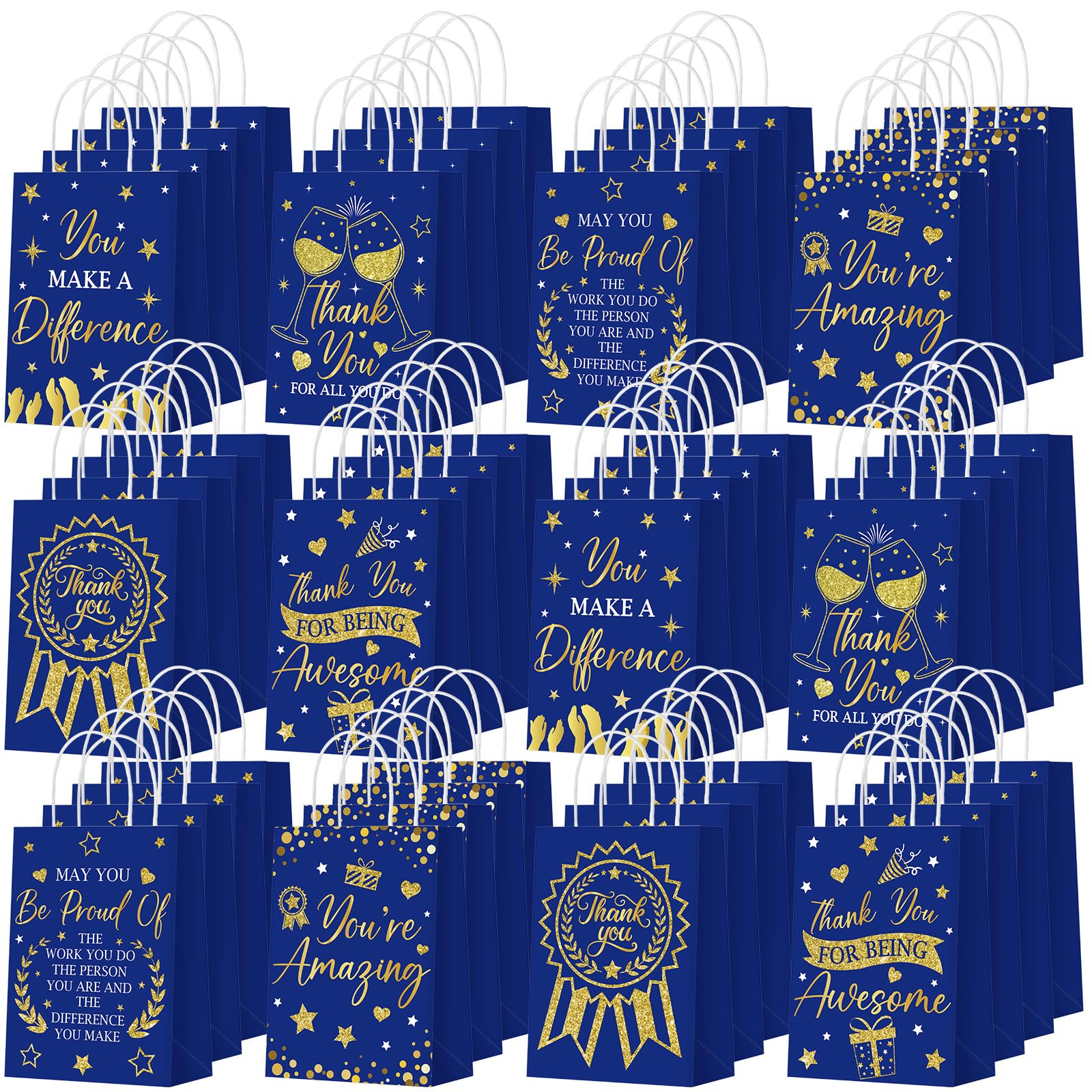 Zhanmai 48 Pcs Thank You Goodie Gift Bags with Handles Appreciation Candy Treat Bags Thank You for Being Awesome Paper Bag for Gifts Wrapping Birthday Party Favors Supplies