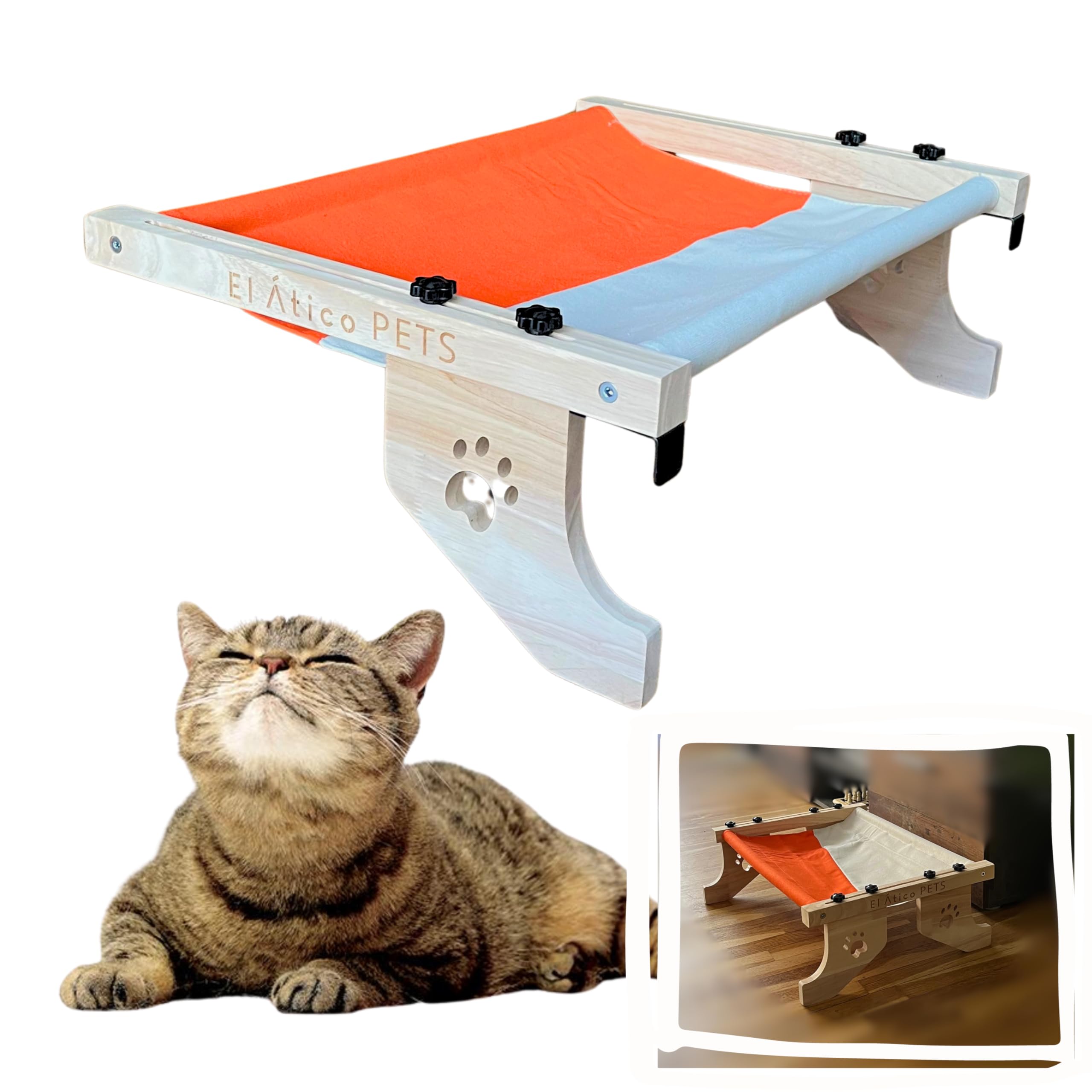 EL ÁTICO PETS Hamaca Gato Ventana. Uso Colgante a 2 Patas o en Suelo con 4 Patas. Cama Gato Radiador. Hamaca Ventana Gato. Cama para Gatos Grande. Cat Bed. Camita para Gatos