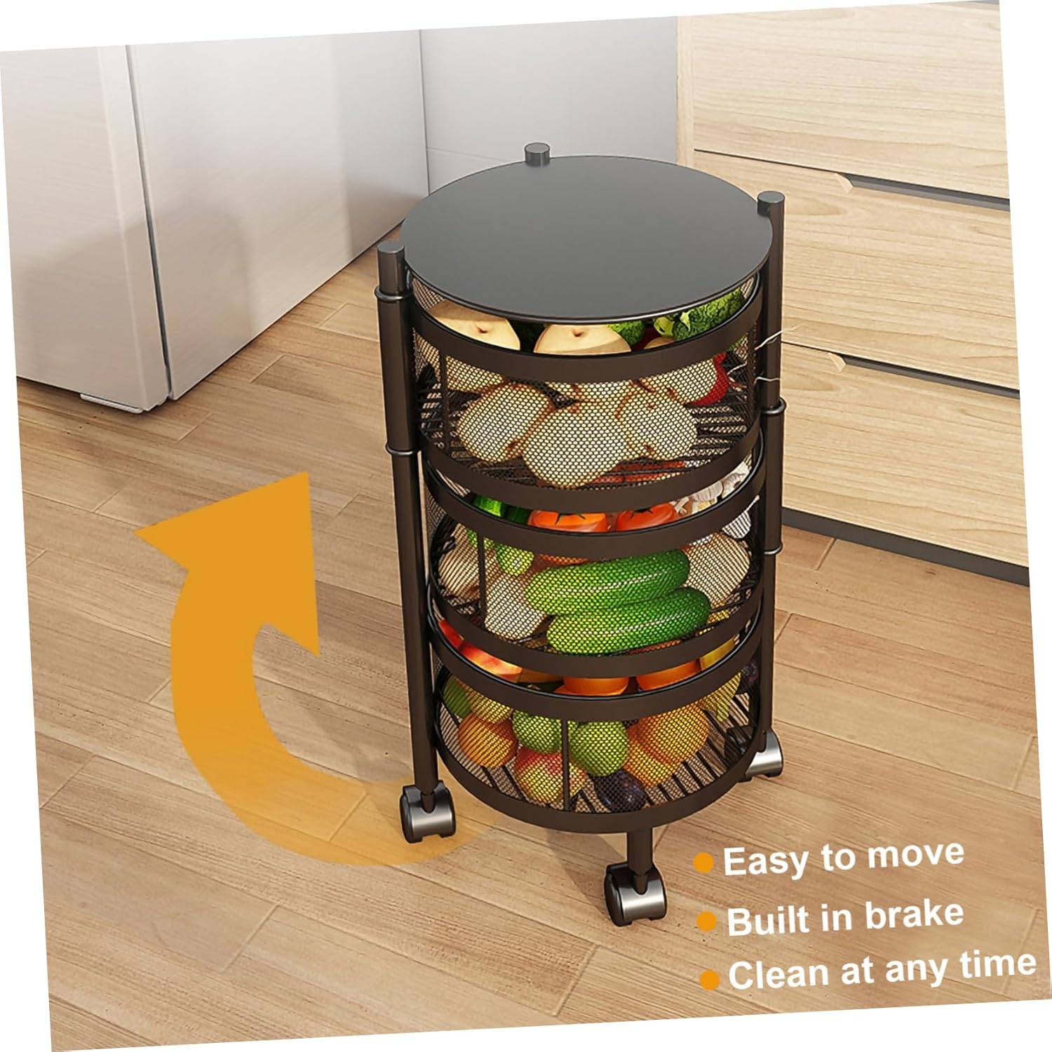 Cabilock Rotating Storage Rack Book Rack & Multifunctional Commodity Shelf for Kitchen Fruits and Vegetables Movable Organizer for Home Use