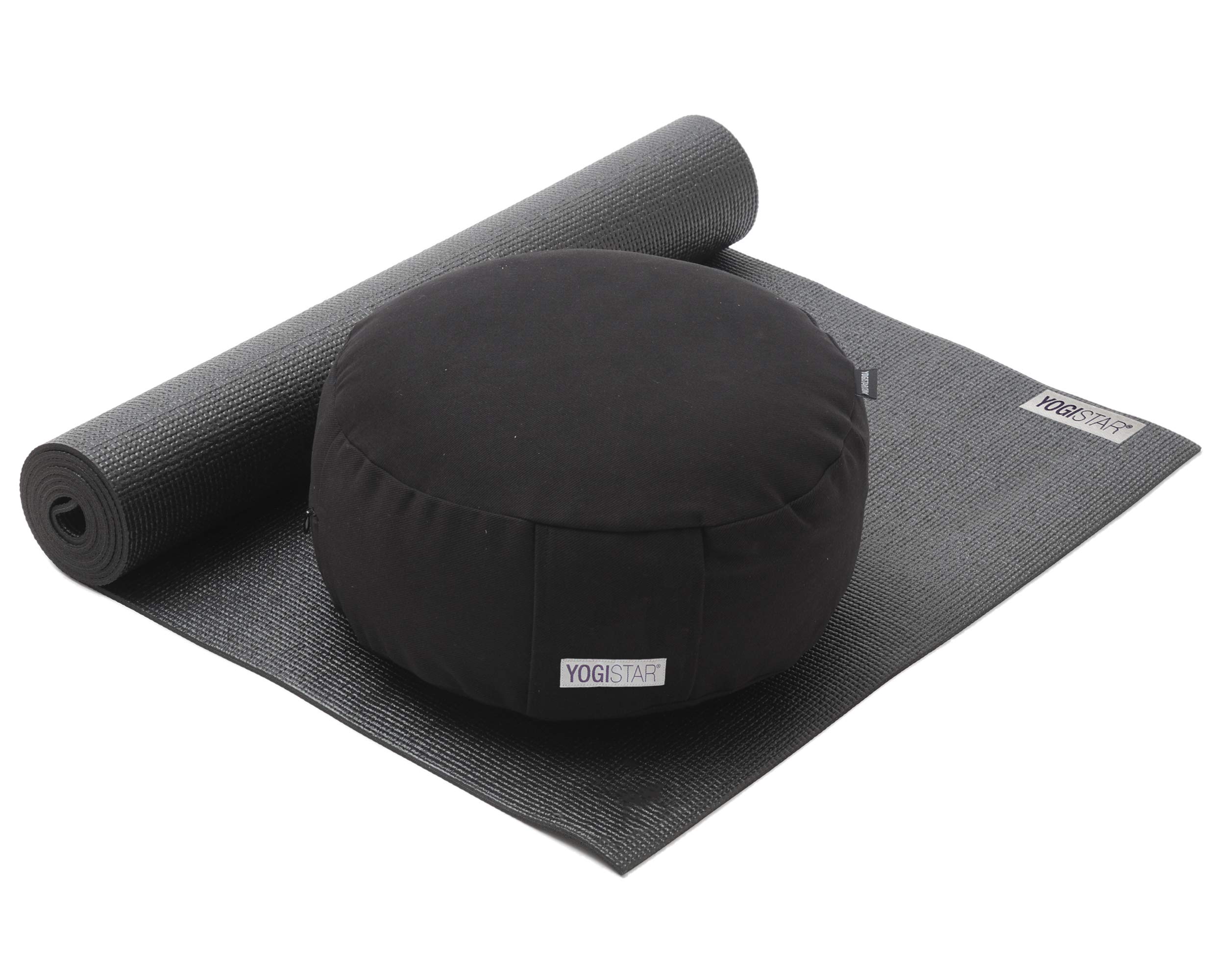Yogistar Yoga-Set Starter Edition - Meditation (Yogamatte + Kissen) 183 x 61 x 0.4 cm, schwarz