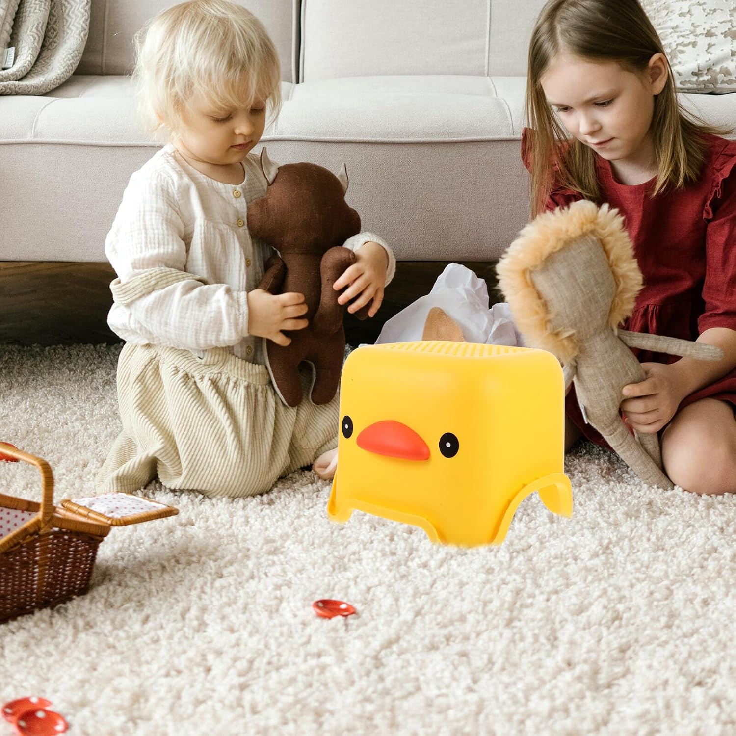 Portable Step Stool with Cute Yellow Bird Design Multipurpose Plastic Stool for Kitchen Bathroom Bedroom Seating and Stepping Friendly Chair
