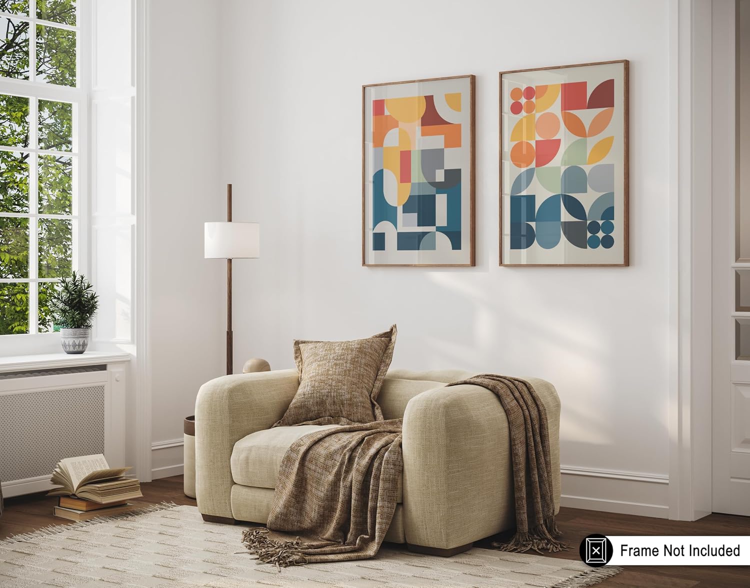 Poster Master 2-Piece Geometric Poster - Colored Blocks Print - Modern Art - Trendy Art - Abstract Art - Gift for Men & Women - Minimal Decor for Bedroom, Living Room or Dorm - 8x10 UNFRAMED Wall Art