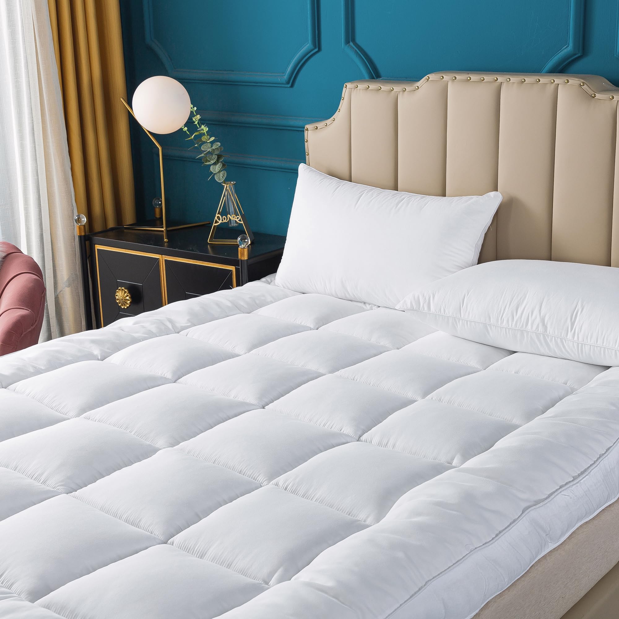 Mattress Topper Twin Size Pillowtop Bed Topper Mattress Pad 2 Inch Thick Mattress Cover